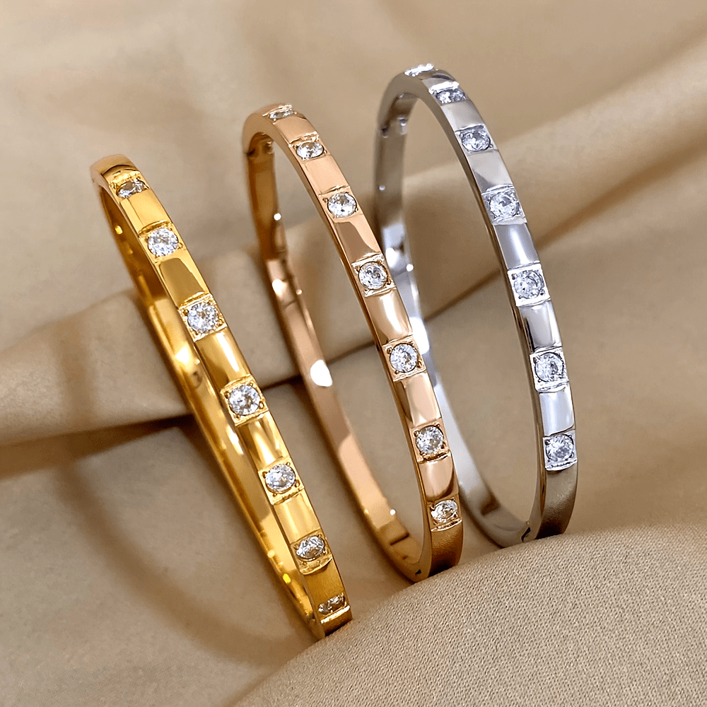 Stainless Steel Bracelet with Rhinestones Gift
